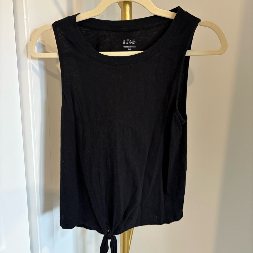 Black Sleeveless Tie-Front Top